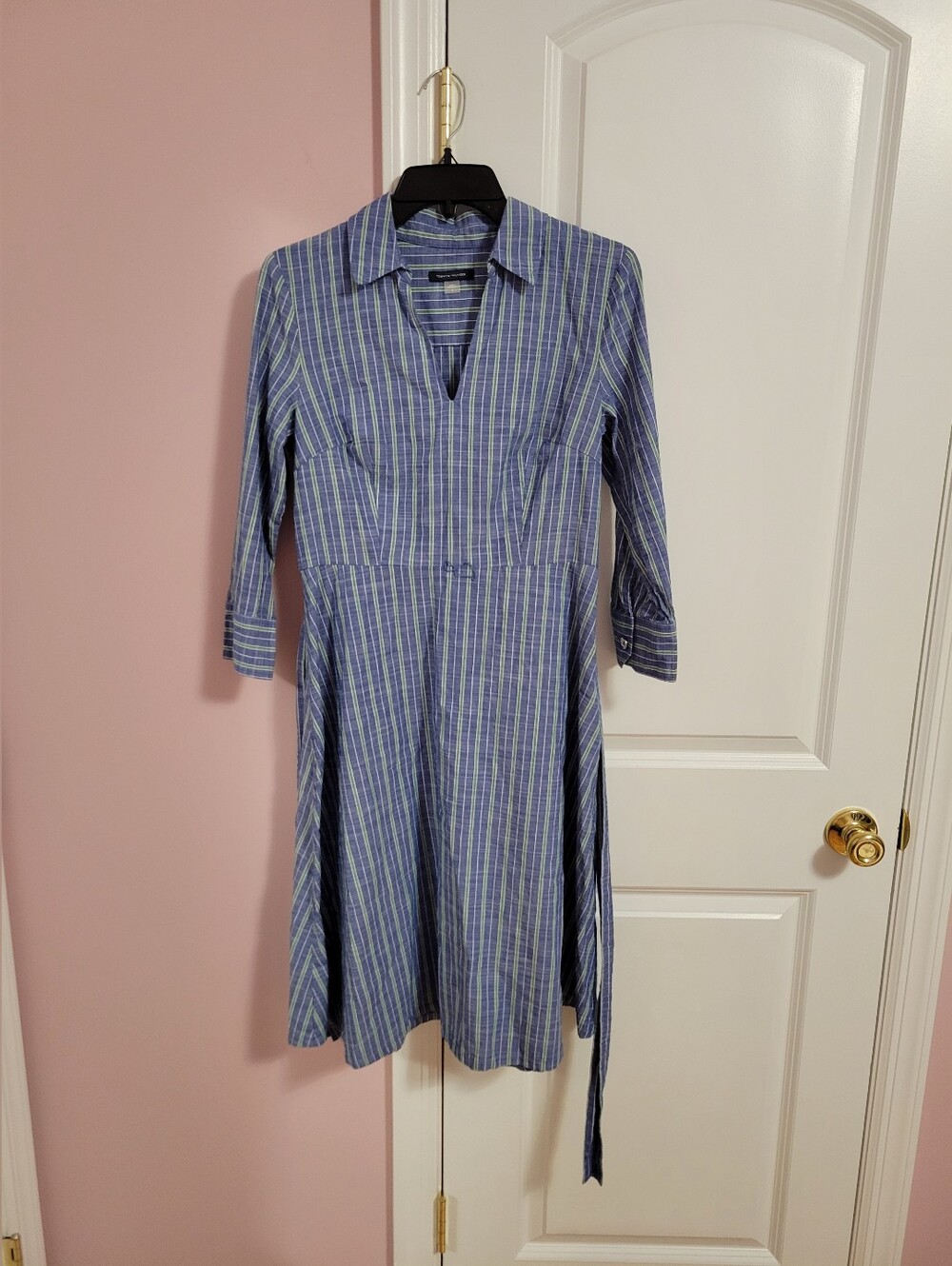Womens Tommy Hilfiger Striped Blue/Green Midi Shirt Dress- 8- Nautical, Beach